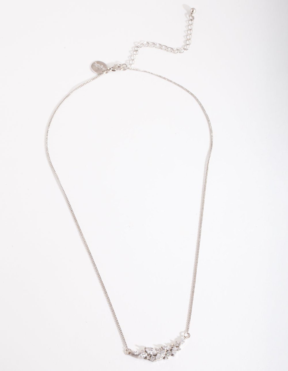 Silver Crystal Navette Cluster Necklace - Image 4