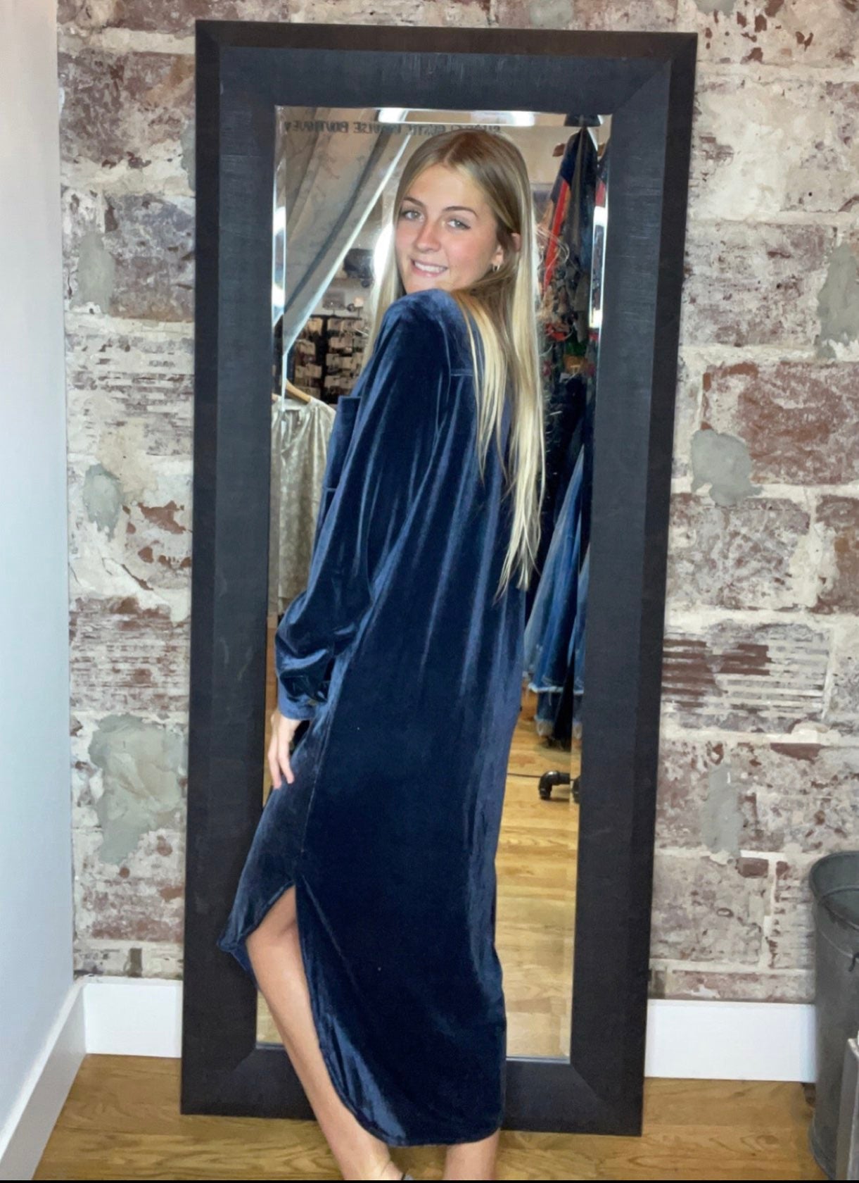 Velvet Long Shirt Dress