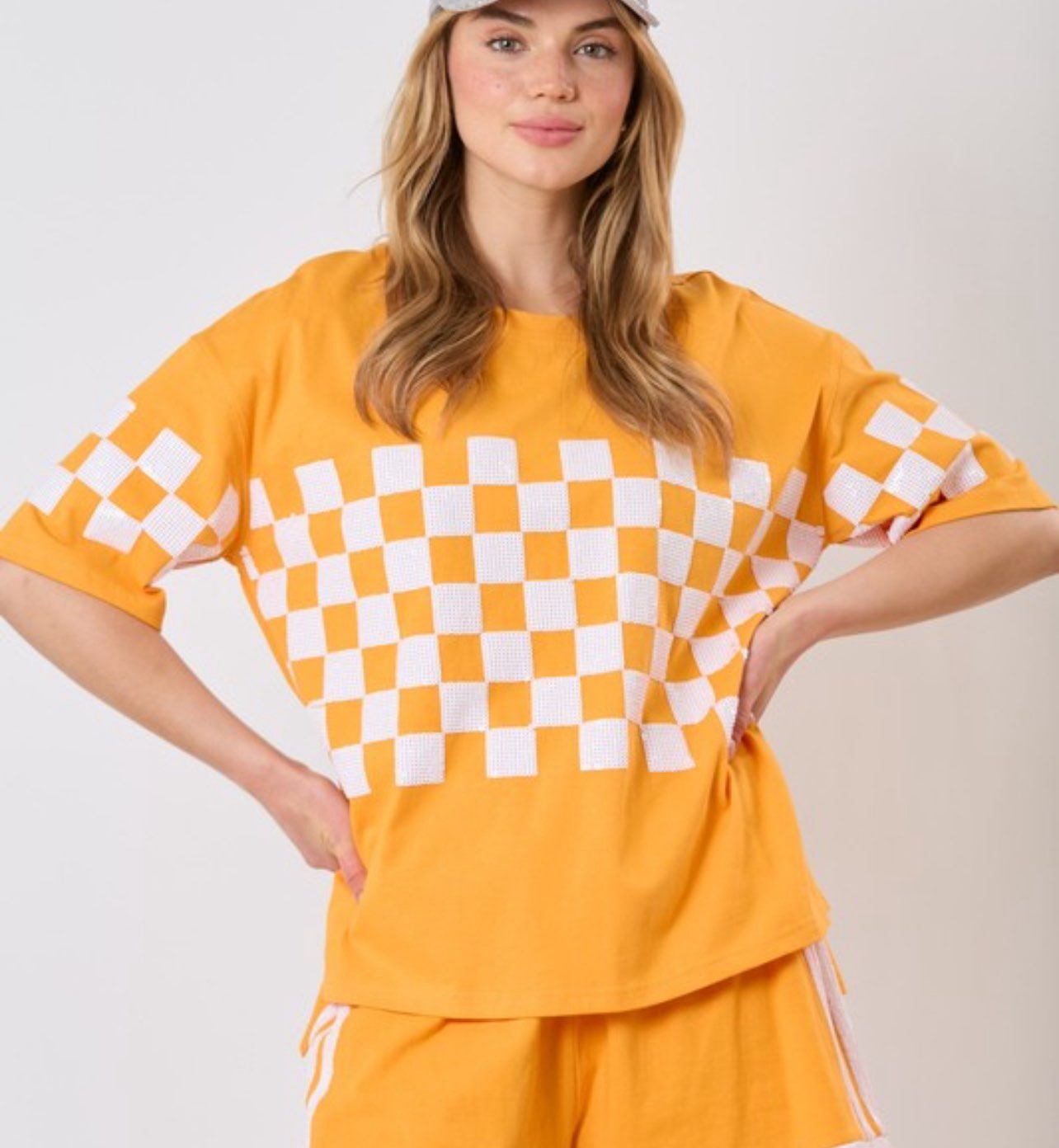Sequin Checker Top