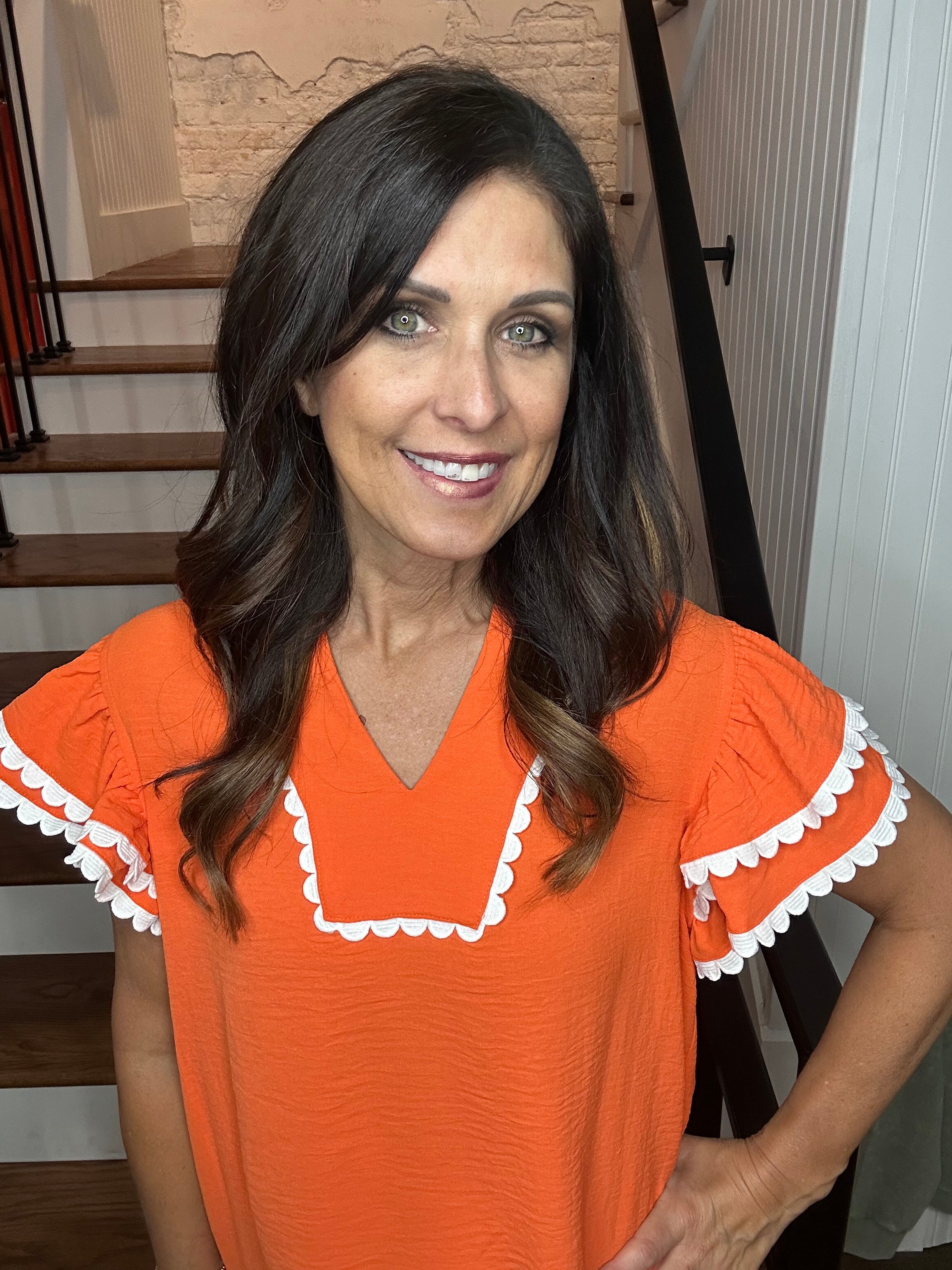 Ruffle Scallop Trim Top