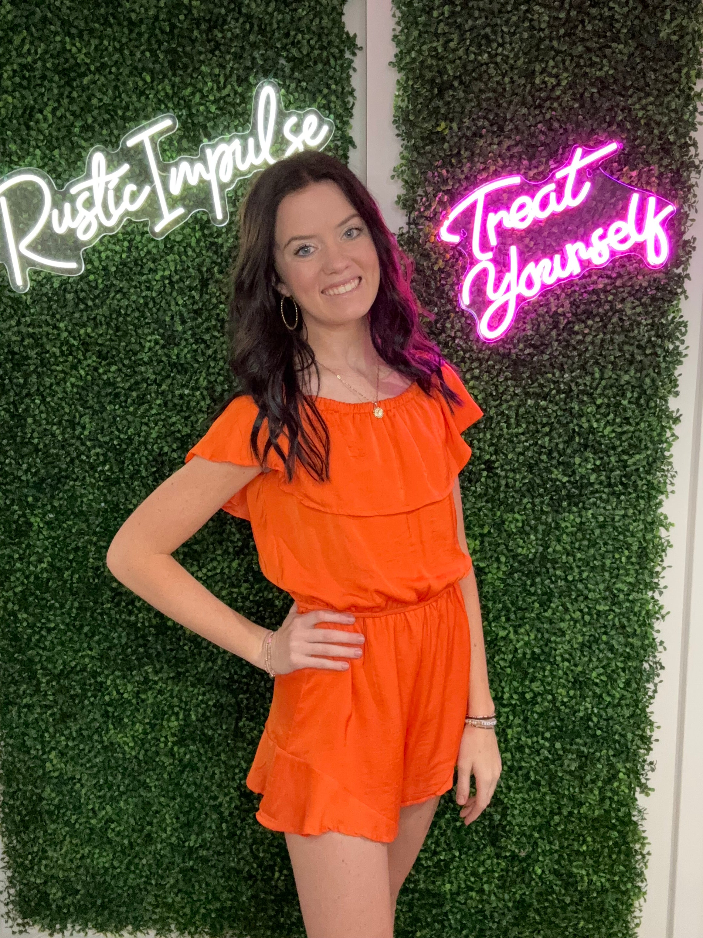 Off The Shoulder Satin Romper