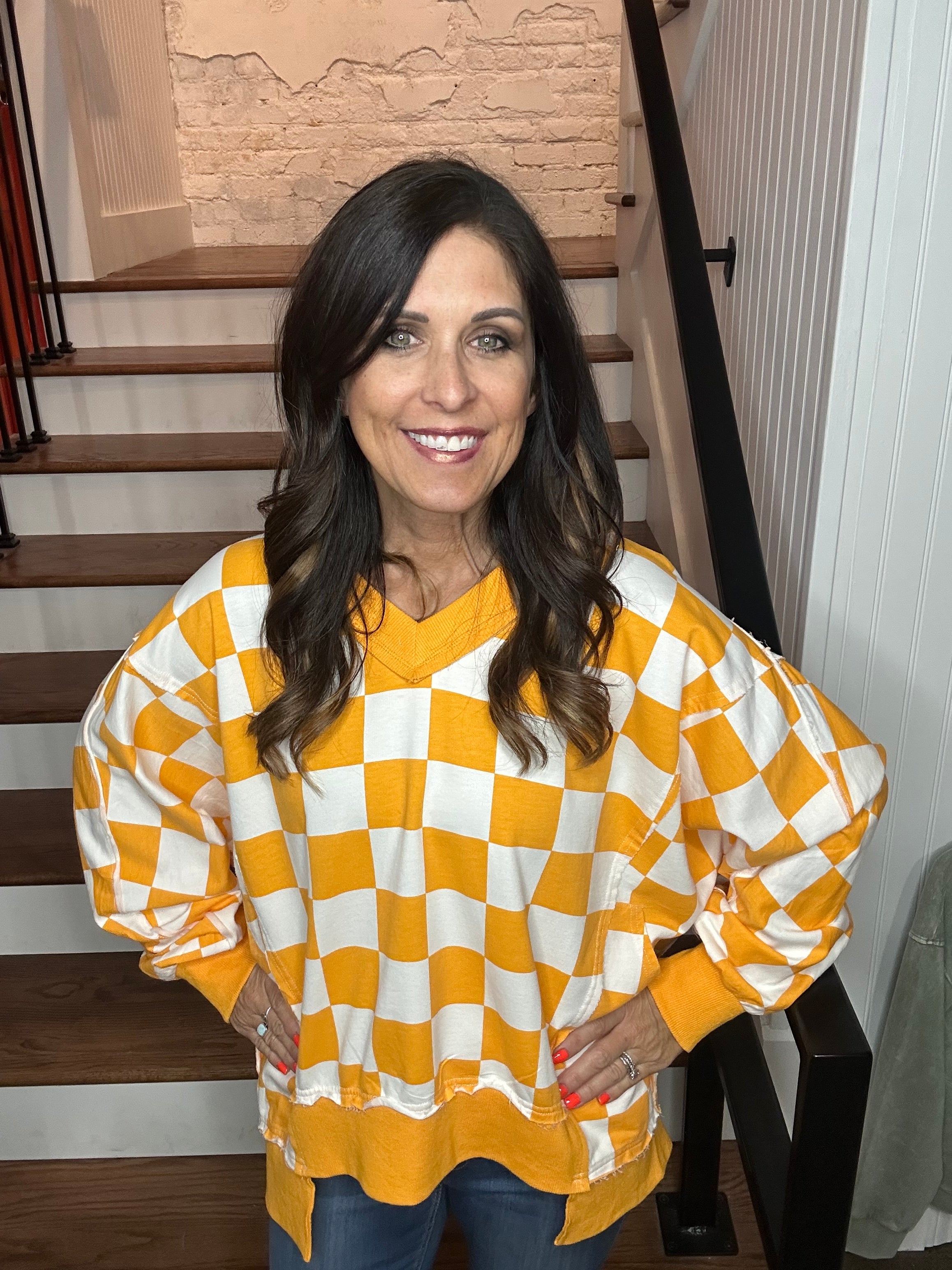 Checkerboard Oversized Sweatshirt