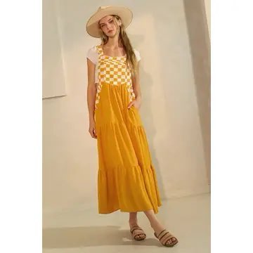 Checkerboard Overall Dress