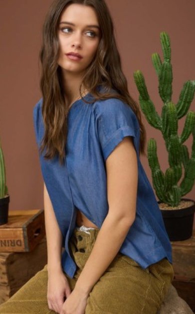 Chambray Button Down Top