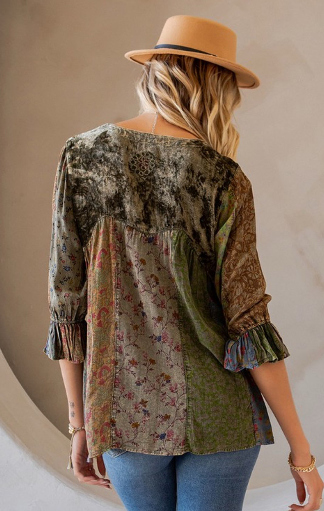 Vintage Patch Velvet Top