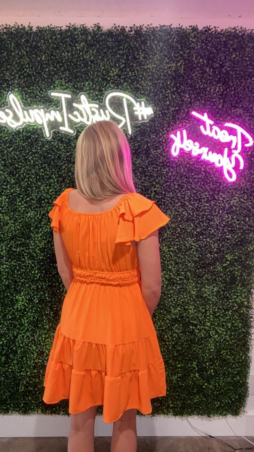 Tiered Dress w/ Ruffled Sleeves